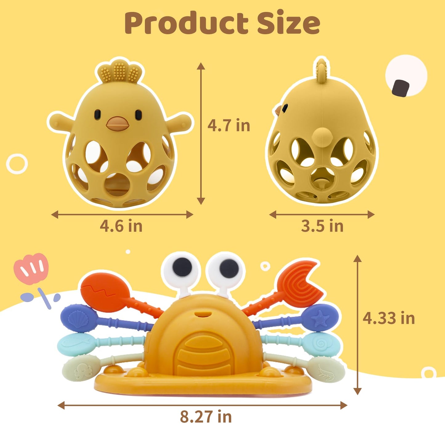 Baby Suction Toys High Chair Teething Toys - Baby Teething Chew Toys Silicone Teethers, Food Grade Silicon for 6 12 18 Months (Y