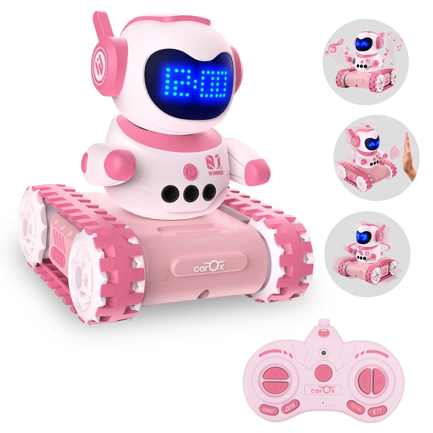 Interactive Robot Alarm Clock And Remote Control Car For Kids - Educational Toy With Gesture Sensing, Dance Moves, Led Emoji Eye