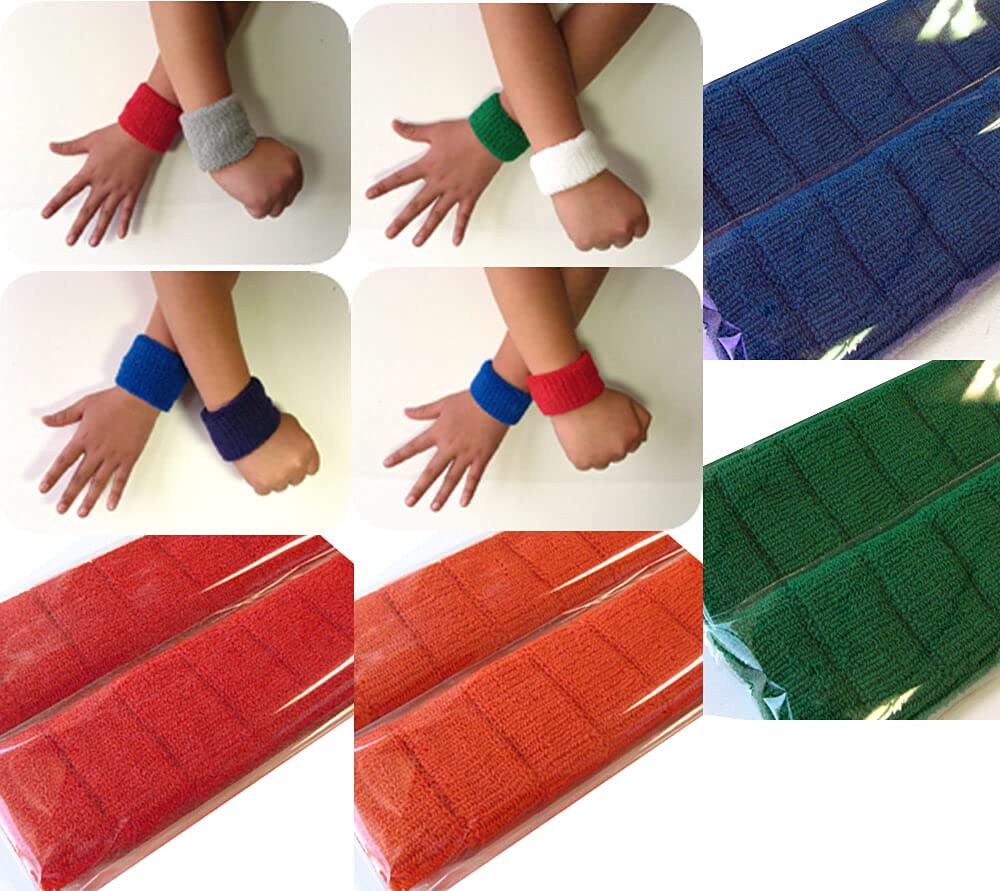 Couver Kids Children 1 Inch - Dark Brown Cotton Terry Cloth Wristband for School, Church, YMCA Activities or evens(6 Pairs)