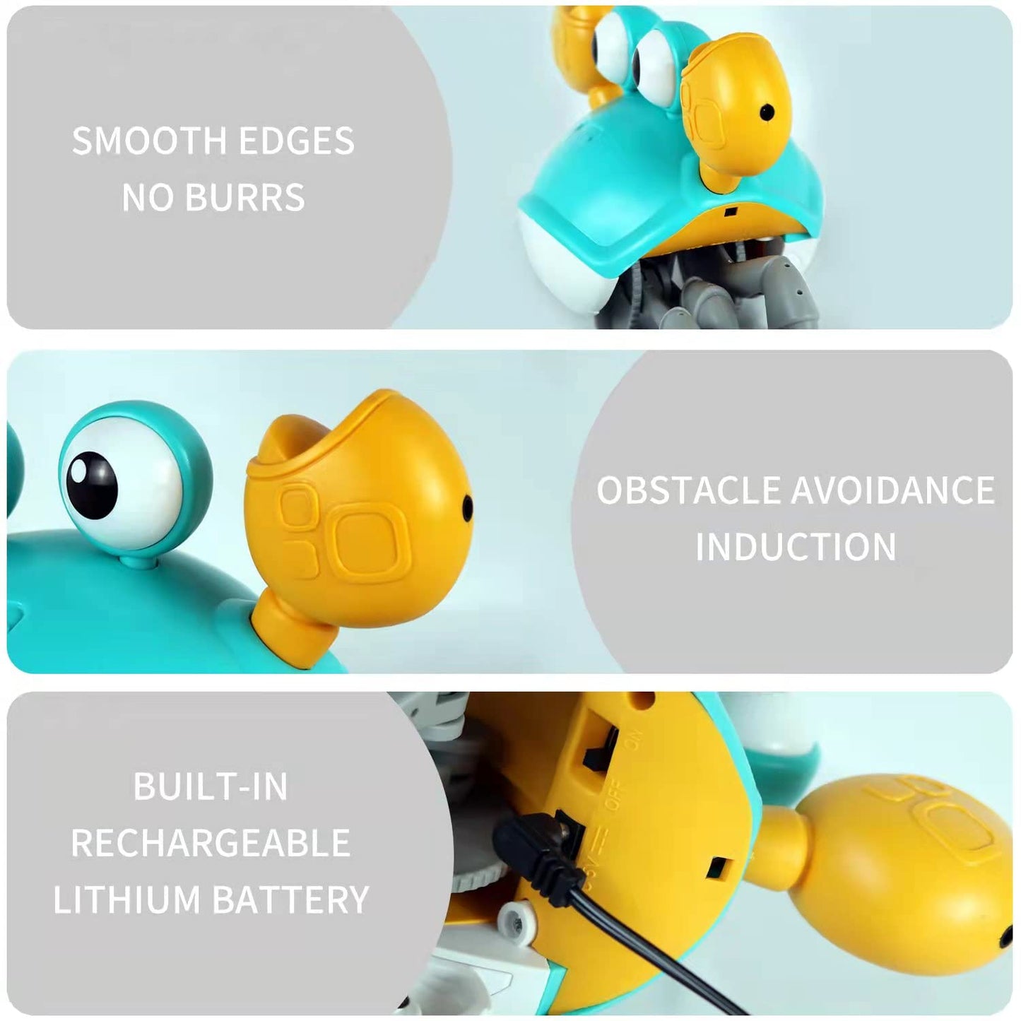 Feelguy Crawling Crab Baby Toy Fantastic Creatures Toys Infant Sensory Tummy Time Toys 3 4 5 6 7 8 9 10 11 12 Babies Boy Girl Learning Crawl 3-6 6-12 Walking Toddler Gifts For 36 Months Old (Yellow)
