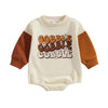 Fybitbo Thanksgiving Baby Girl Boy Outfit Turkey Pullover Sweatshirt Romper Long Sleeve Onesie Cute Fall Clothes (Brown Sleeve Gobble,0-3 Months)