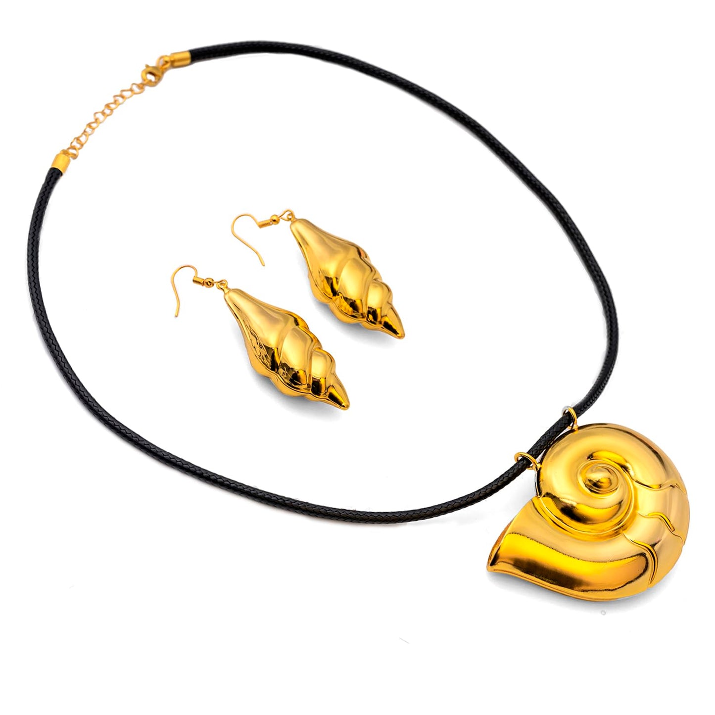 CozofLuv Seashell Necklace and Earings for Role Play (Gold)