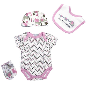 Babyfere Reborn Baby Doll Clothes Set, 5 Pieces, Cotton, 18-22 Inch, Pink Elephants