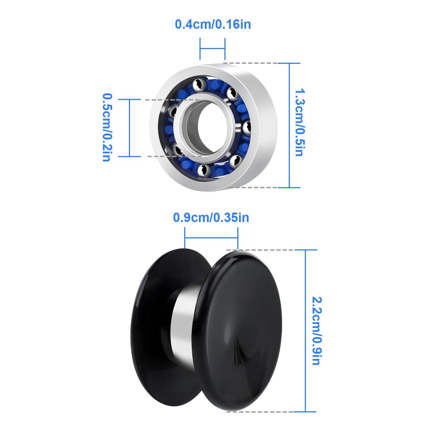 Niart Fidget Spinner Toy Diy Bearing With Caps Set 24-Pack, Mr137 0.5'' Single-Sealed Chrome Steel Bearing Balls Replacement Hig