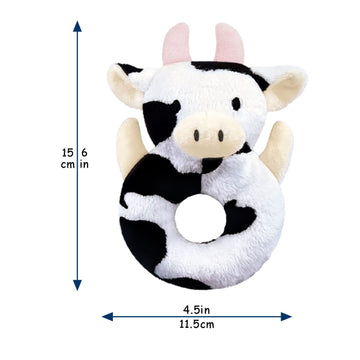 Doindute Baby Cow Soft Rattle Toy, Dairy Cattle Plush Infant Shaker Rattle Easy-Grasp Stuffed Animal Toy, Gifts for Newborns Bab