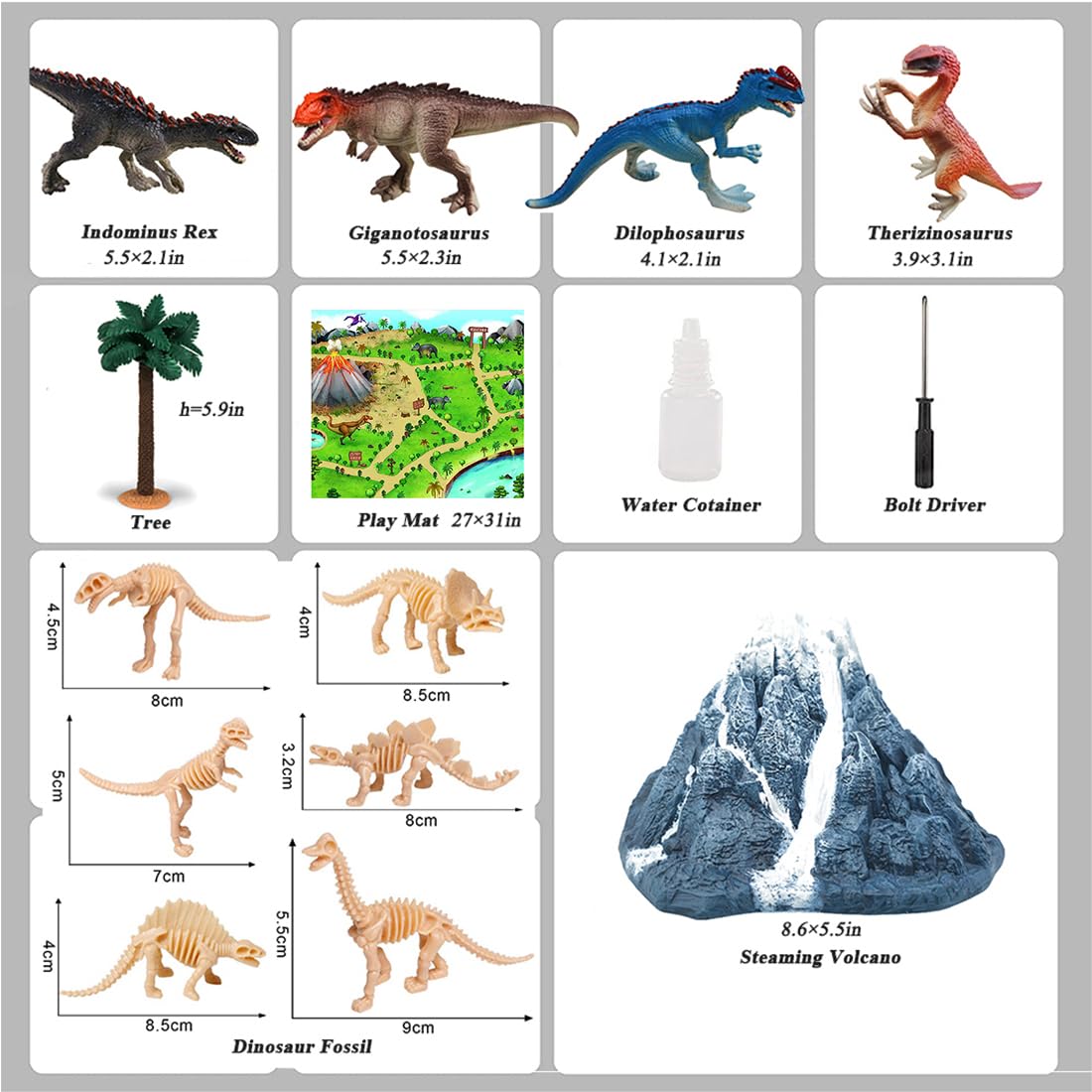 Erupting Volcano Model Dinosaur Toys with Mat & Trees,Dinosaur Playset Science Kit for Kids 3-5