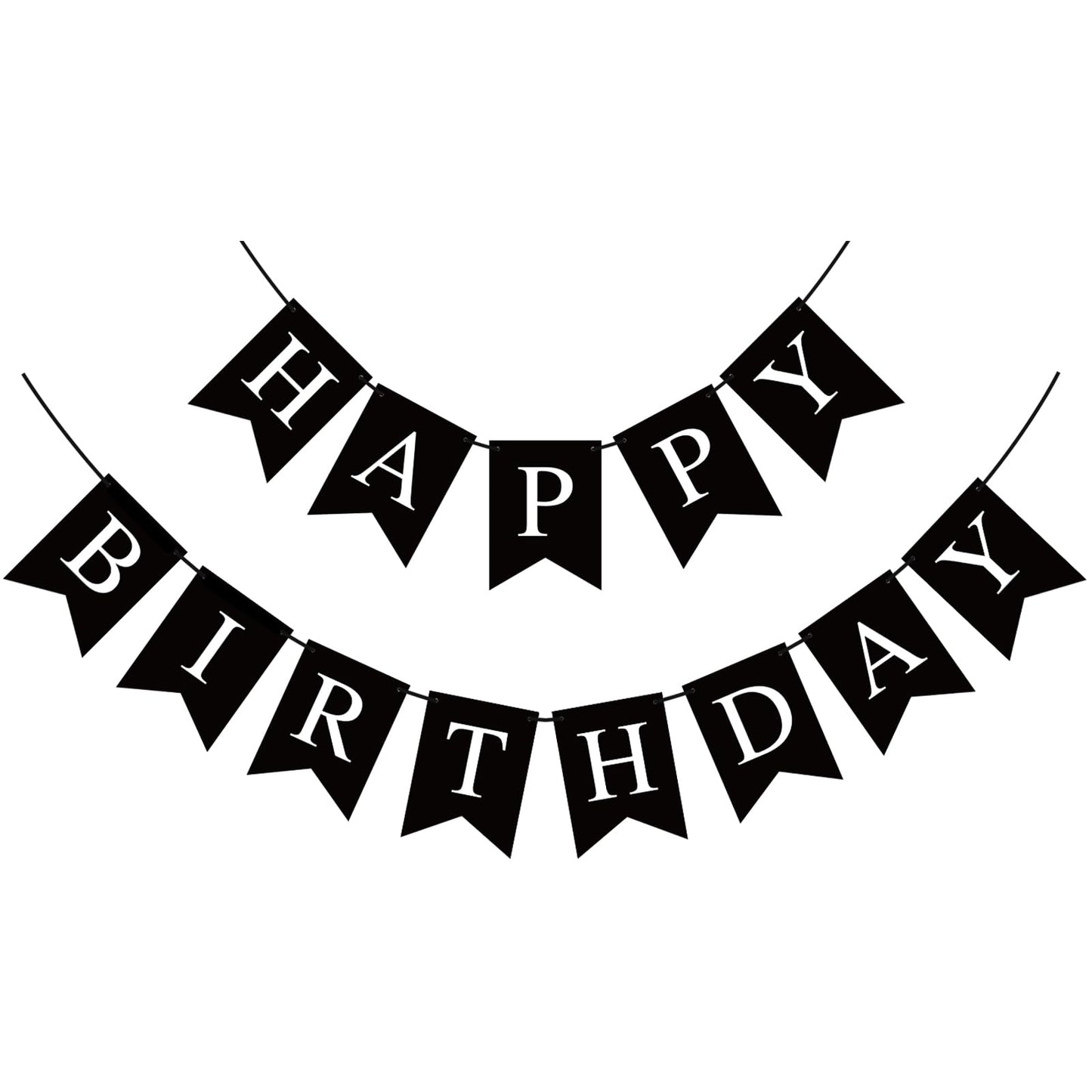 Hooqict Black Happy Birthday Banner Sign For Backdrop Black Birthday Decorations For Men Women Party Supplies Wall Door Banner Garland Bunting Flag