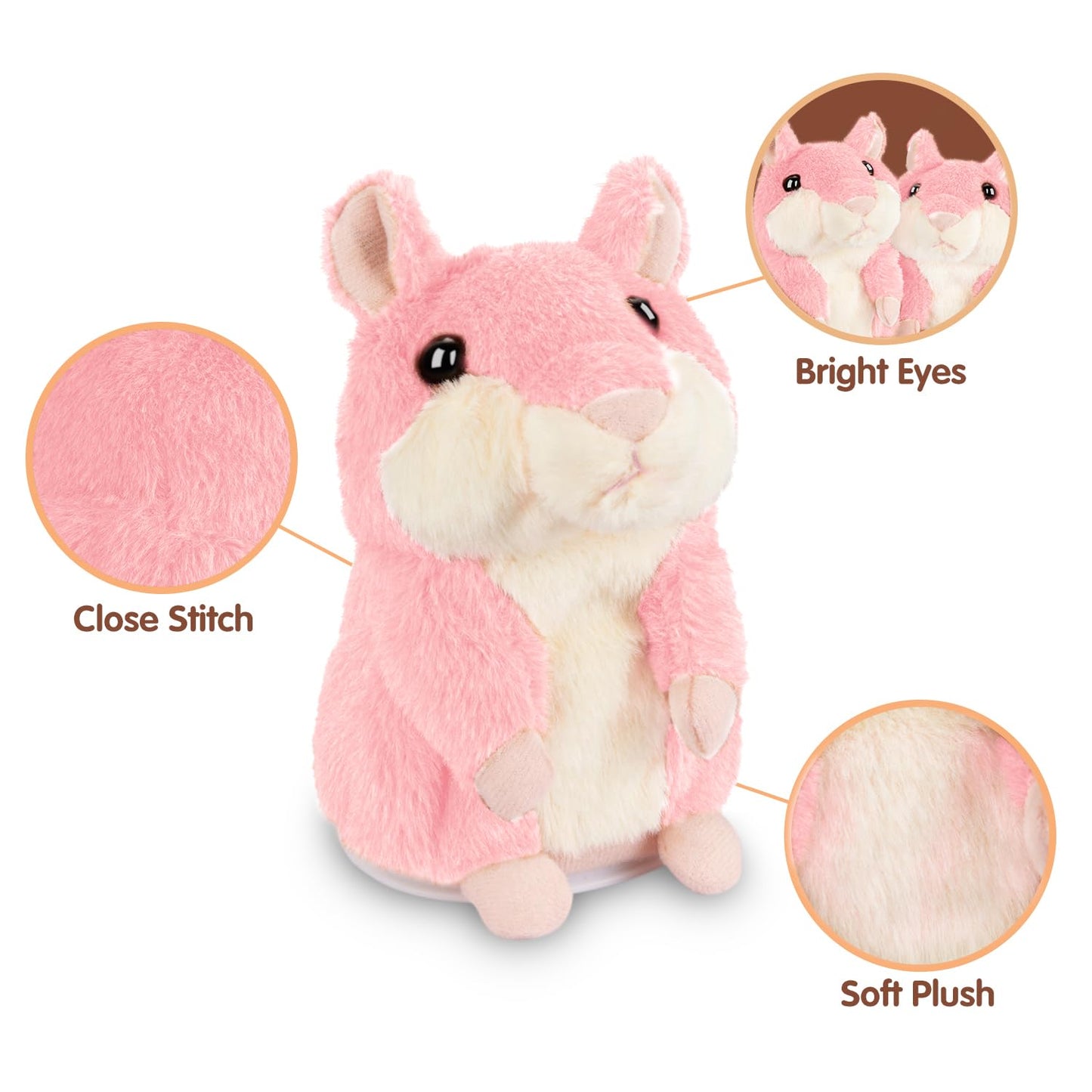 Sanjoin Kids Toddler Toys For Ages 2-4, Talking Hamster Repeats What You Say, Interactive Plush Repeating Toy For 2 3 4 5 6 8 Year Old Boy Girl Birthday Gift (Pink)