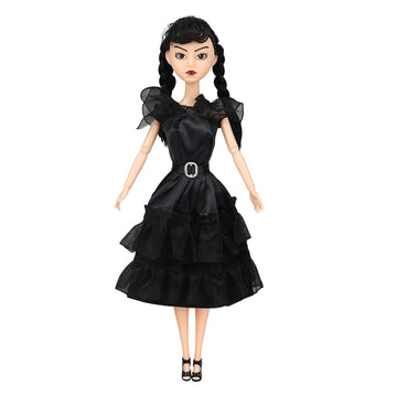 Dbywiub 11.5'' Girls Black Doll, Black Dress, Black High Heels, And Black Hair, Gift For Girls & Fans