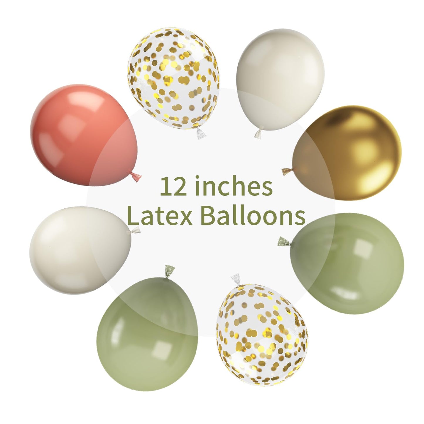 Pink And Green Balloons, 12 Inch Sage Green Dusty Pink Metallic Gold Balloons Set, Olive Green Pink Sand White Gold Confetti Bal