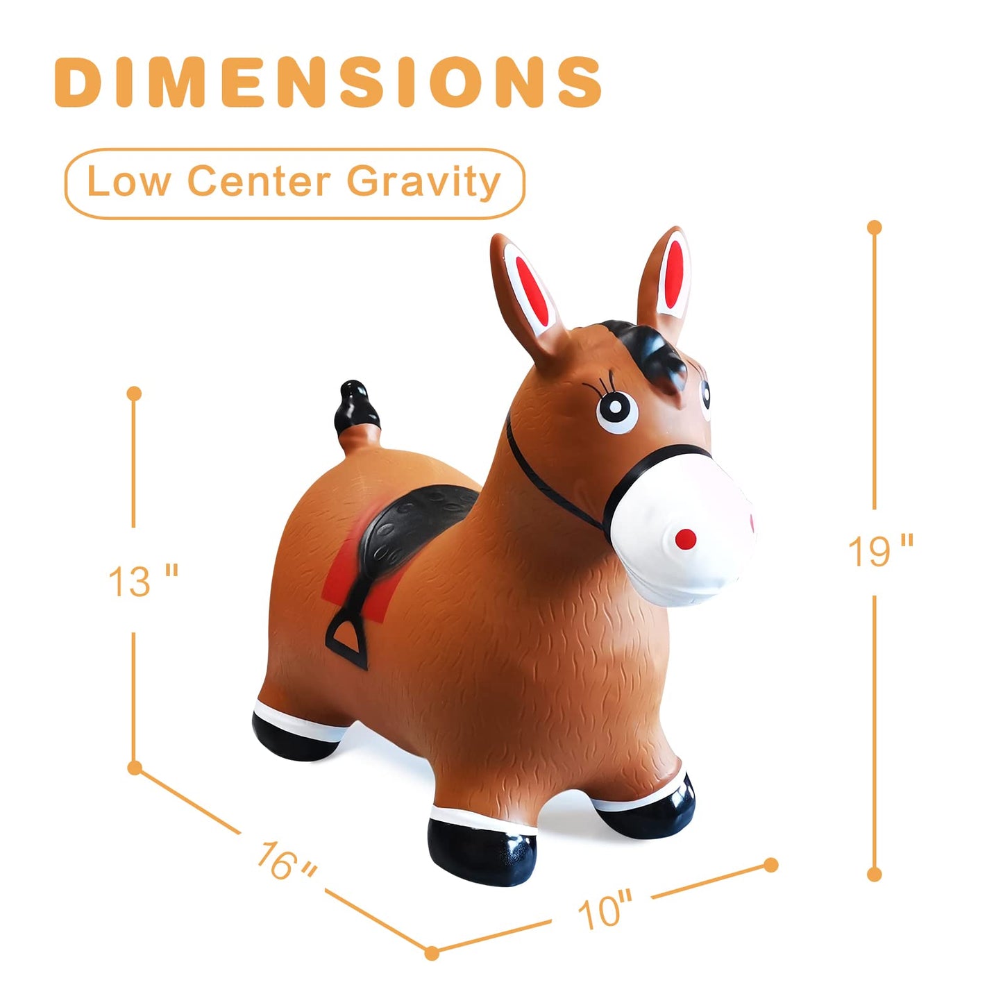 Hotmax Bouncy Horse, Inflatable Bouncing Animals Hopper For Toddlers Or Kids, Ride On Rubber Jumping Toys For Boy Or Girl Birthday Gift (Horse)