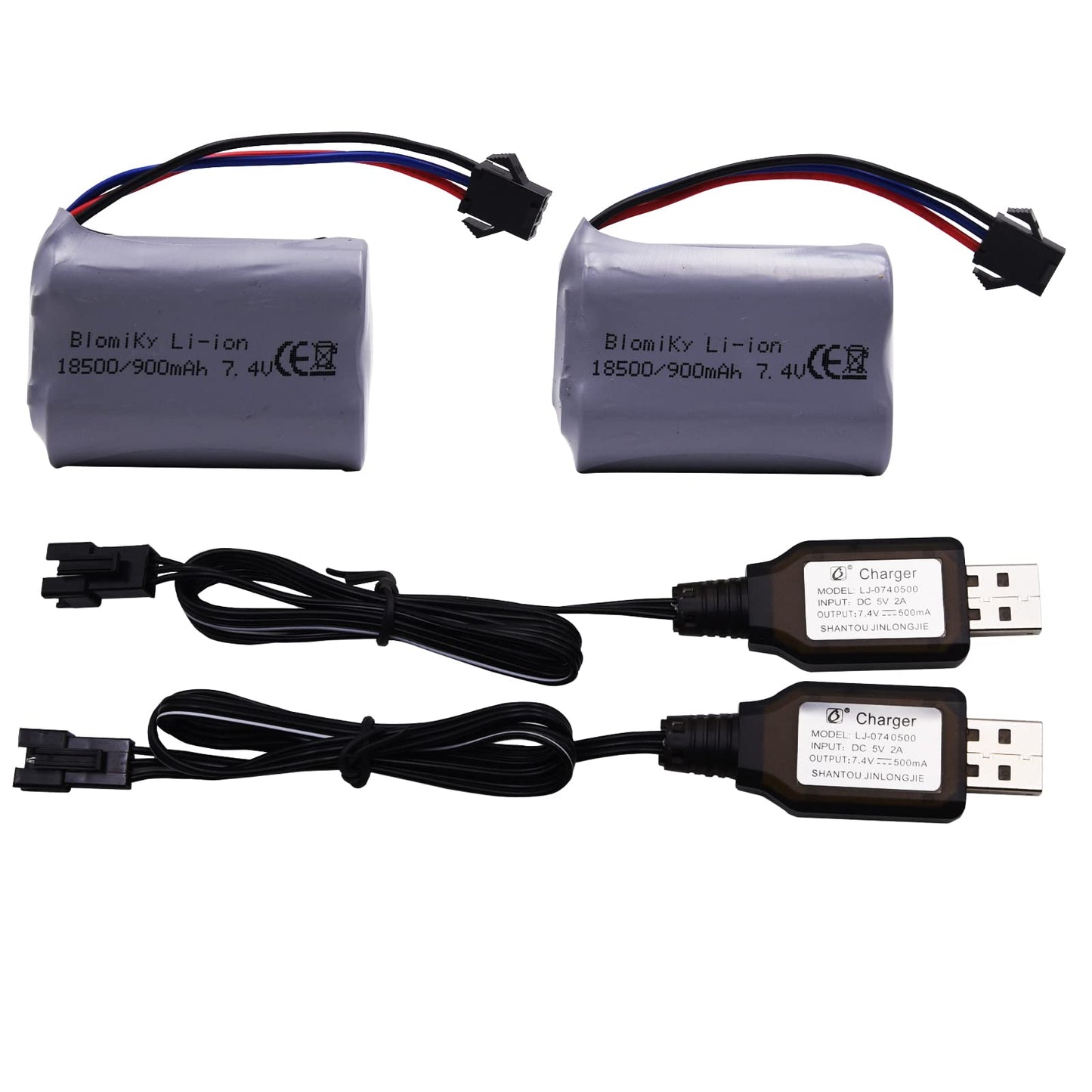 Blomiky SM-3P Plug 7.4V 900mAh Li-ion Rechargeable Battery and Charger Cable for G03082R Amphibous RC Cars C82 Battery