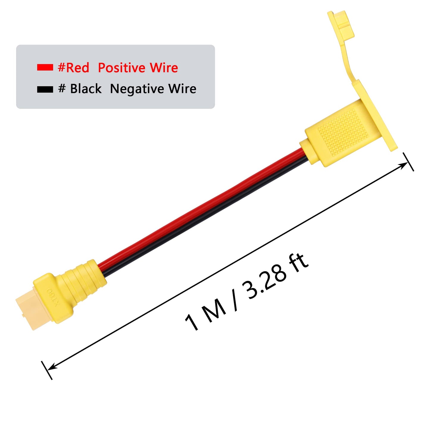CERRXIAN 3.2ft 12AWG XT60 Male to Female Mount Panel Cable XT60 Male Plug with Mout Panel to Female Wire for RC Lipo Battery FPV