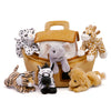 Plush Noahs Ark with Animals - Six (6) Stuffed Animals (Lion, Zebra, Tiger, Giraffe, Elephant, and White Tiger) in Play Ark Car