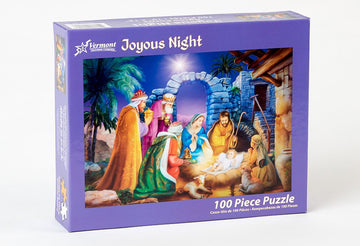 Vermont Christmas Company Joyous Night Jigsaw Puzzle 100 Piece, Large Pieces Perfect For Kids And Seniors