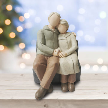 Camsoon Couple Anniversary Sculpted Hand-Painted Figure Gifts Husband And Wife Wedding Figurine Gift, Happy 10Th - 80Th Anniversary Statue For Him And Her Together