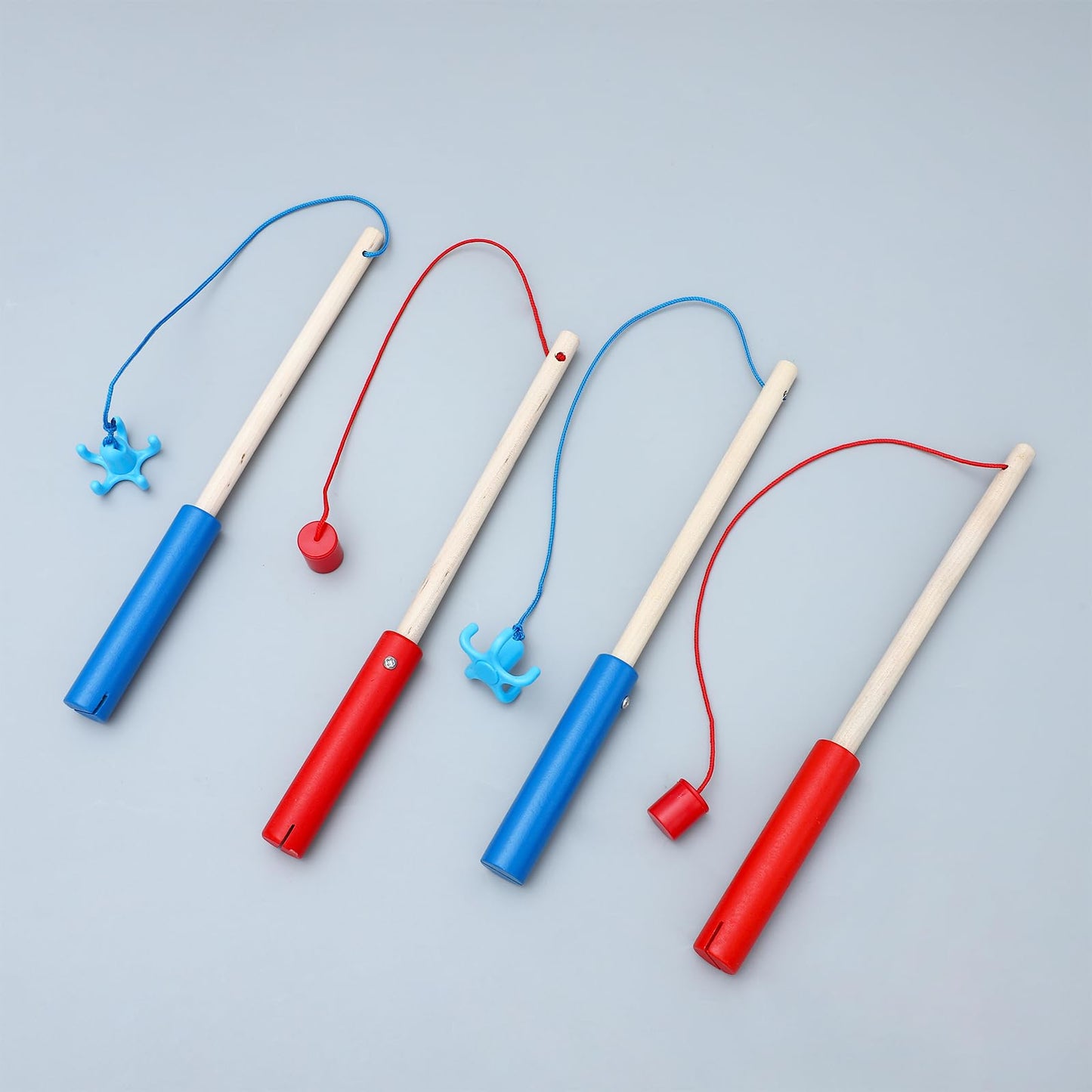 Onest 4 Pieces Wooden Magnetic Fishing Poles Wooden Magnet Poles Fishing Rod Learning Games For Kindergarten Preschool Girl Boy
