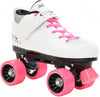 Pacer Mach-5 White Pink Skates - Mach5 Gtx500 Quad Roller Skates - Mens 5 / Ladies 6