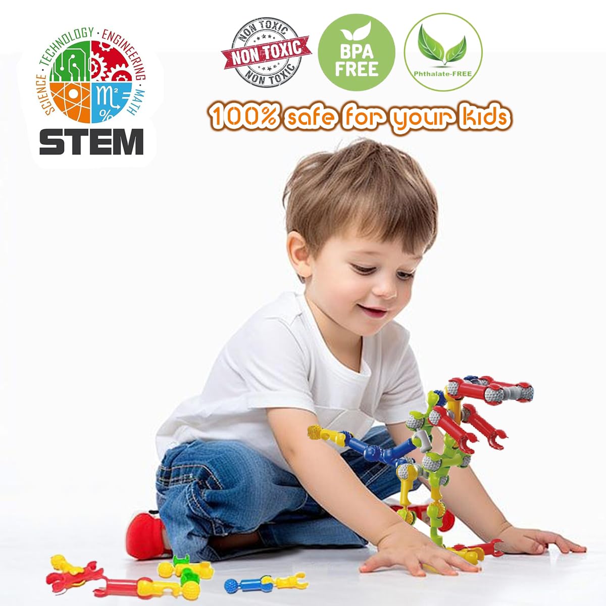 Kutoi Stem Toys - 167 Pcs Building Blocks Set With Wheels Stem Building Toys - Ideal Stem Toys For 5 Year Old - Educational And