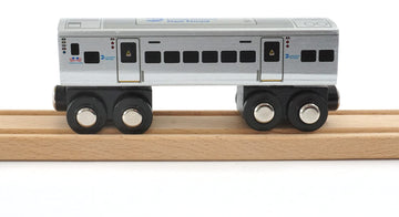MUNI PALS Munipals Long Island Rail Road Wooden Railway M7 2-car Set-Child Safe and Tested Wood Toy Train
