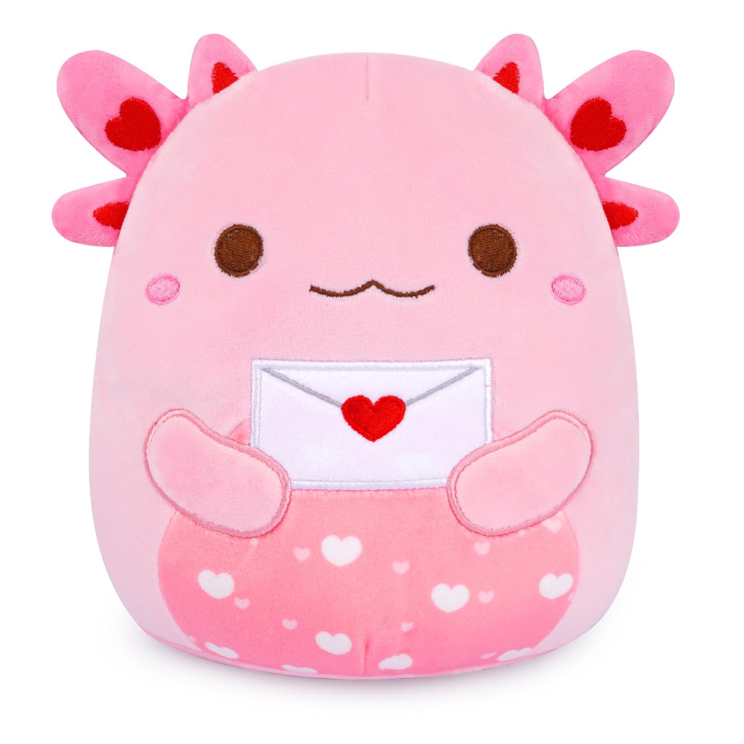 Mowatusy Valentines Day Plush - Axolotl Valentines Stuffed Animal,Cute Love Envelope Axolotl Plush Toy,Valentines Day Party Deco