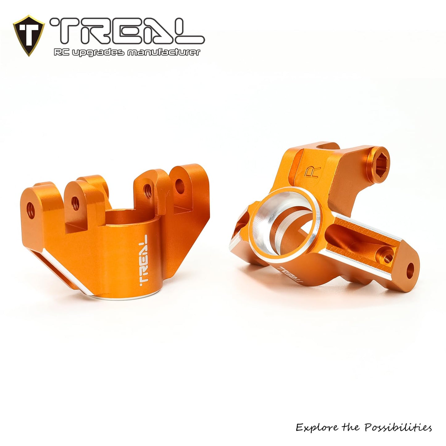 Treal Aluminum 7075 Front Steering Knuckels for Losi LMT (Orange)