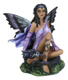 Ebros Beautiful Tribal Ebony Moth Fairy With Baby Dragon Statue Enchanted Dark Fairy Garden Decorative Figurine