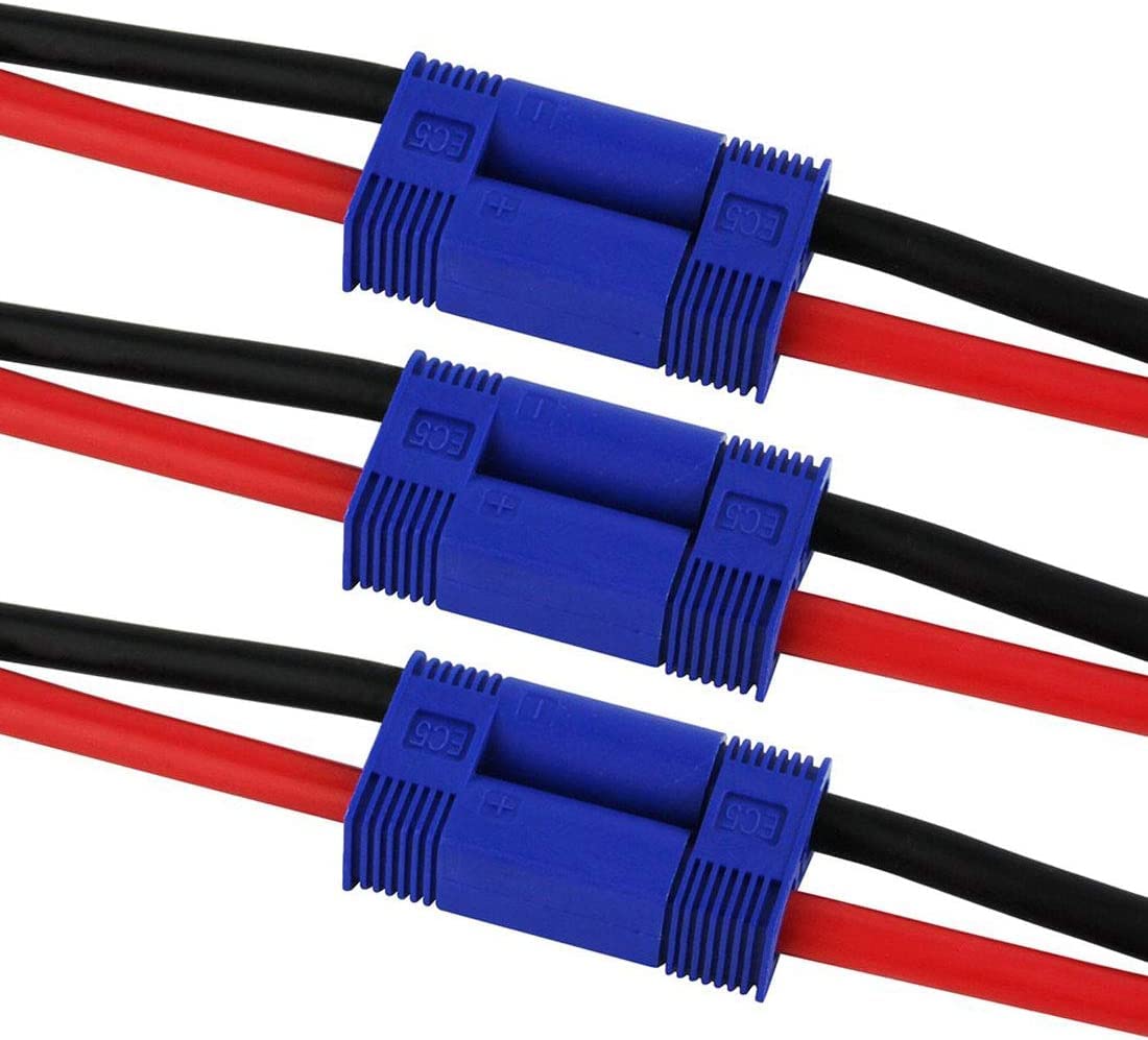3Pairs EC5 Connectors Male & Female 5.0mm Banana Connector Plug 12 AWG 10cm Soft Silicone Wire Cable for RC Airplane Quadcopter