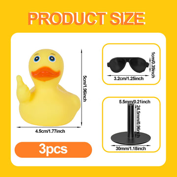 3PCS Thumbs Up Rubber Ducks with Duck Holder,Thumbs Up Duck with Sunglasses and Gold Chains Car Dashboard Decoration Party Favor
