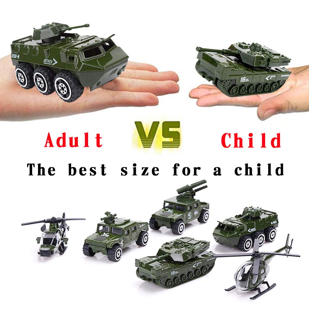 23 Pack Die-cast Military Vehicles Sets,6 Pack Assorted Alloy Metal Army Models Car Toys,16 Pack Soldier Army Men,1 Playmat,Mini