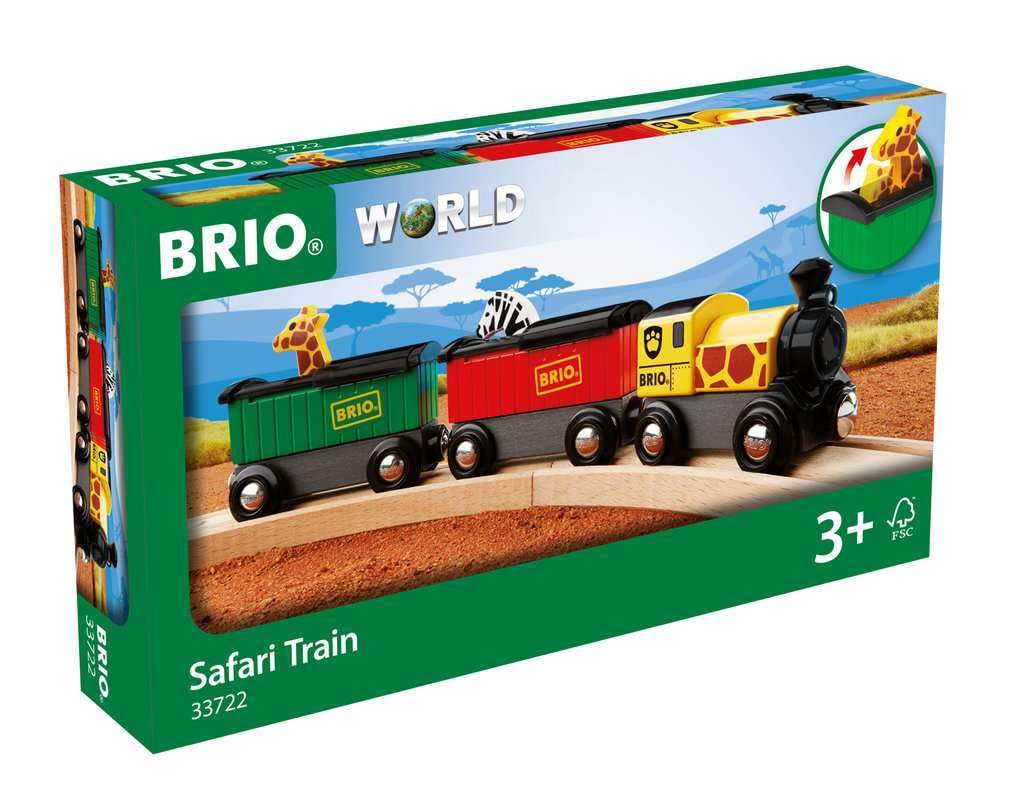 Brio World - 33722 Safari Train | Interactive Toy Train Set For Kids Age 3 And Up | Environmentally Conscious | Engine And Animal Wagons Included