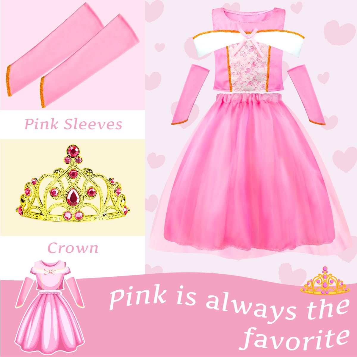 Meland Princess Dress Up - Dress Up Clothes For Girls With Toys,Christmas Birthday Gift For Toddler Girls 3,4,5,6,7,8 Years