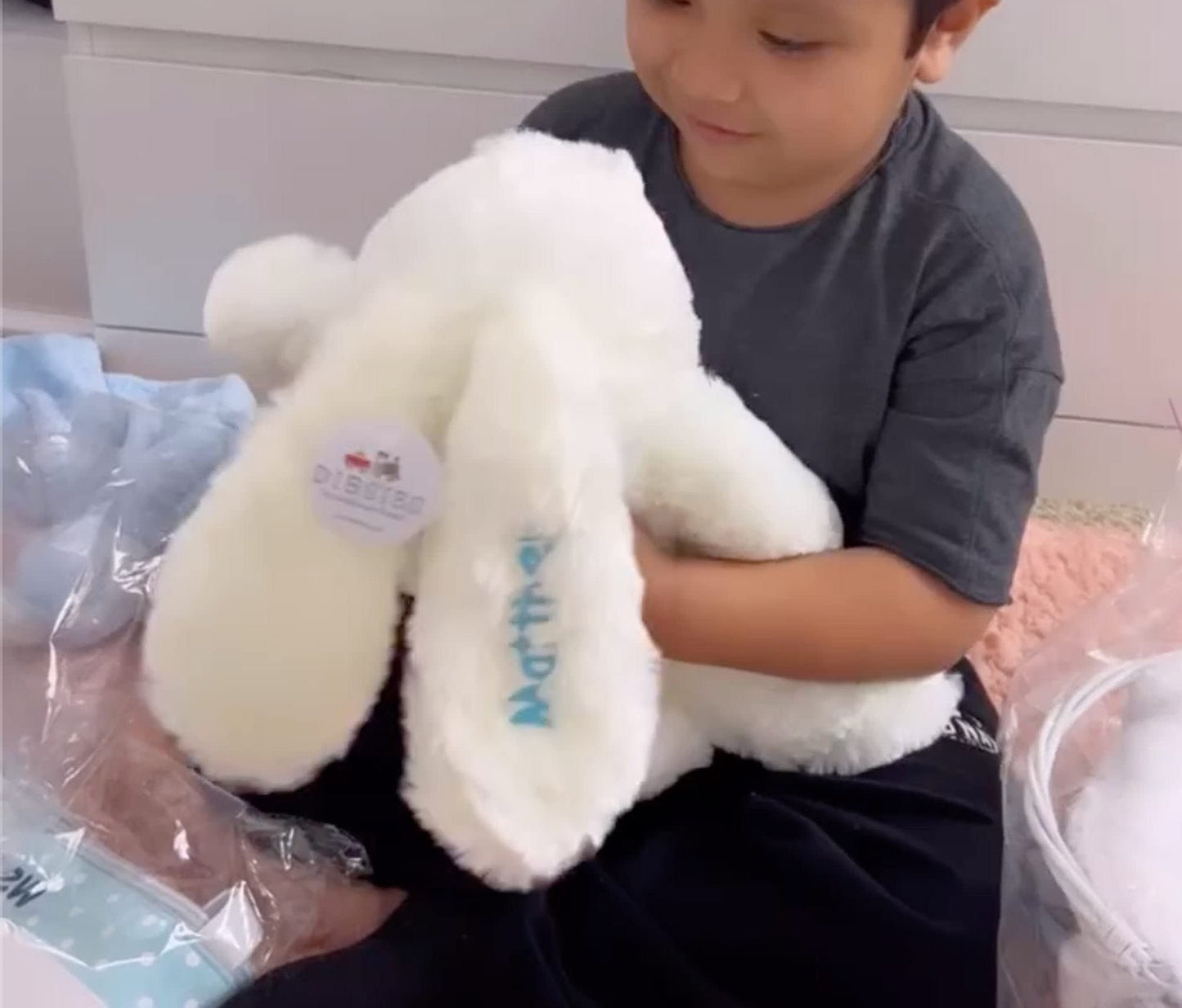 Dibsies Personalized Hoppity Floppity Bunny 18'' (Blue)