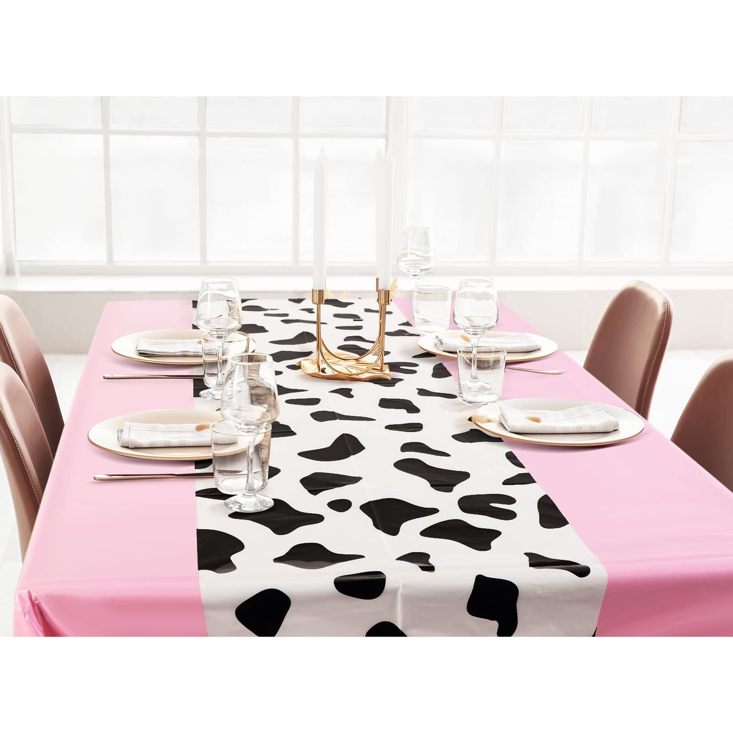 Oudain 4 Pcs 54 X 108 Inch Cow Table Cloths For Party Cow Tablecloth Paisley Table Runner Table Cover Rectangular Birthday Party