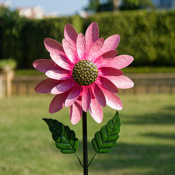 Viveta Wind Spinner Outdoor, Decorative Wind Sculpture Wtih Sturdy Stake,Pink Pinwheels For Yard And Garden