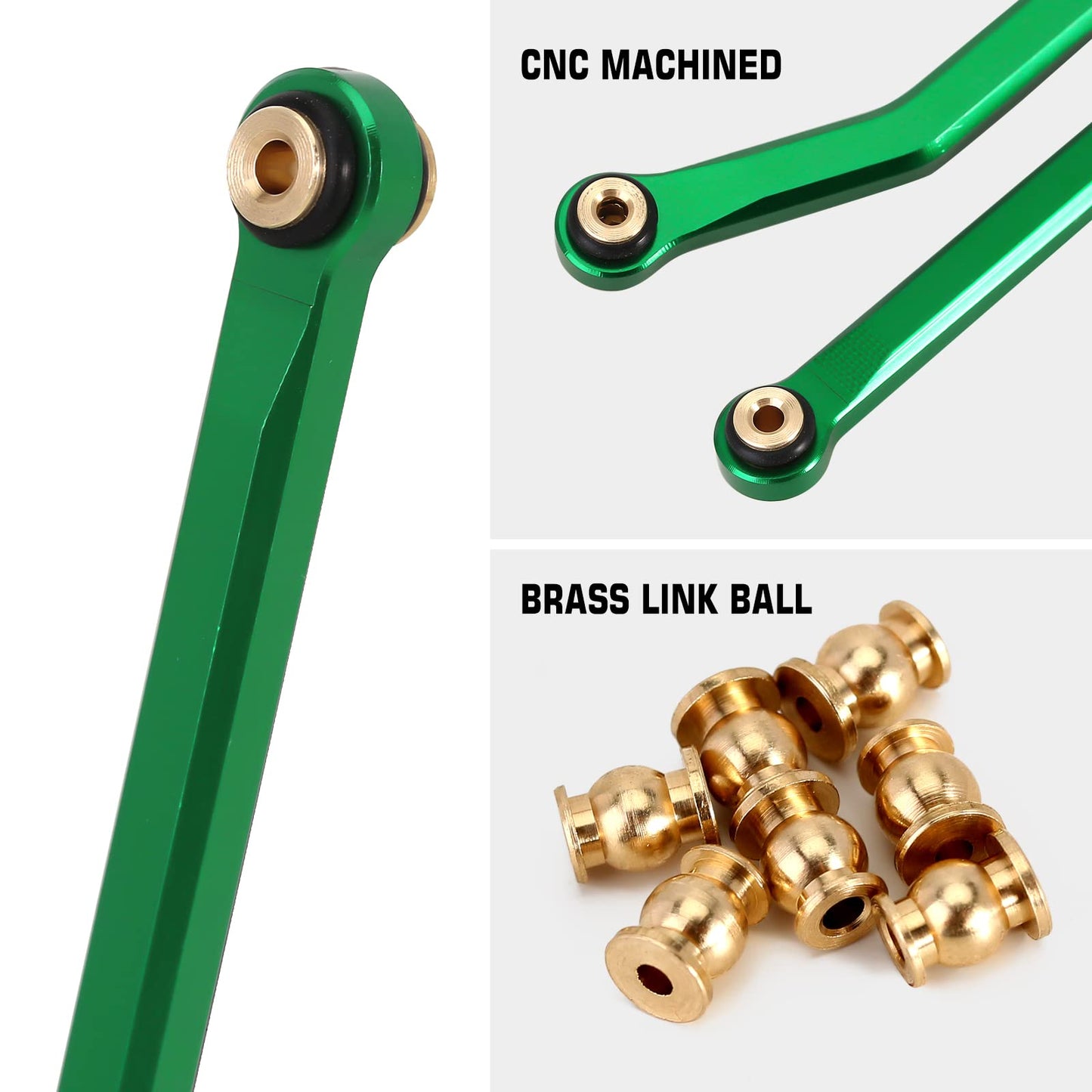 Injora High Clearance Front 4 Links Set For Scx24 Gladiator Dodge Power Wagon 1/24 Rc Crawler Car Axial, 8Pcs (Green)