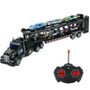 CALEST Remote Control Car Transporter Truck Includes 6 Cars, 14'' 1:48 Car Transporter Semi Truck Toy, Equipped with 2 Rechargea