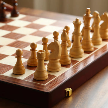20'' Extra Large Solid Walnut Wooden Chess Set With 2 Extra Queen Pieces - King Height 4.25''