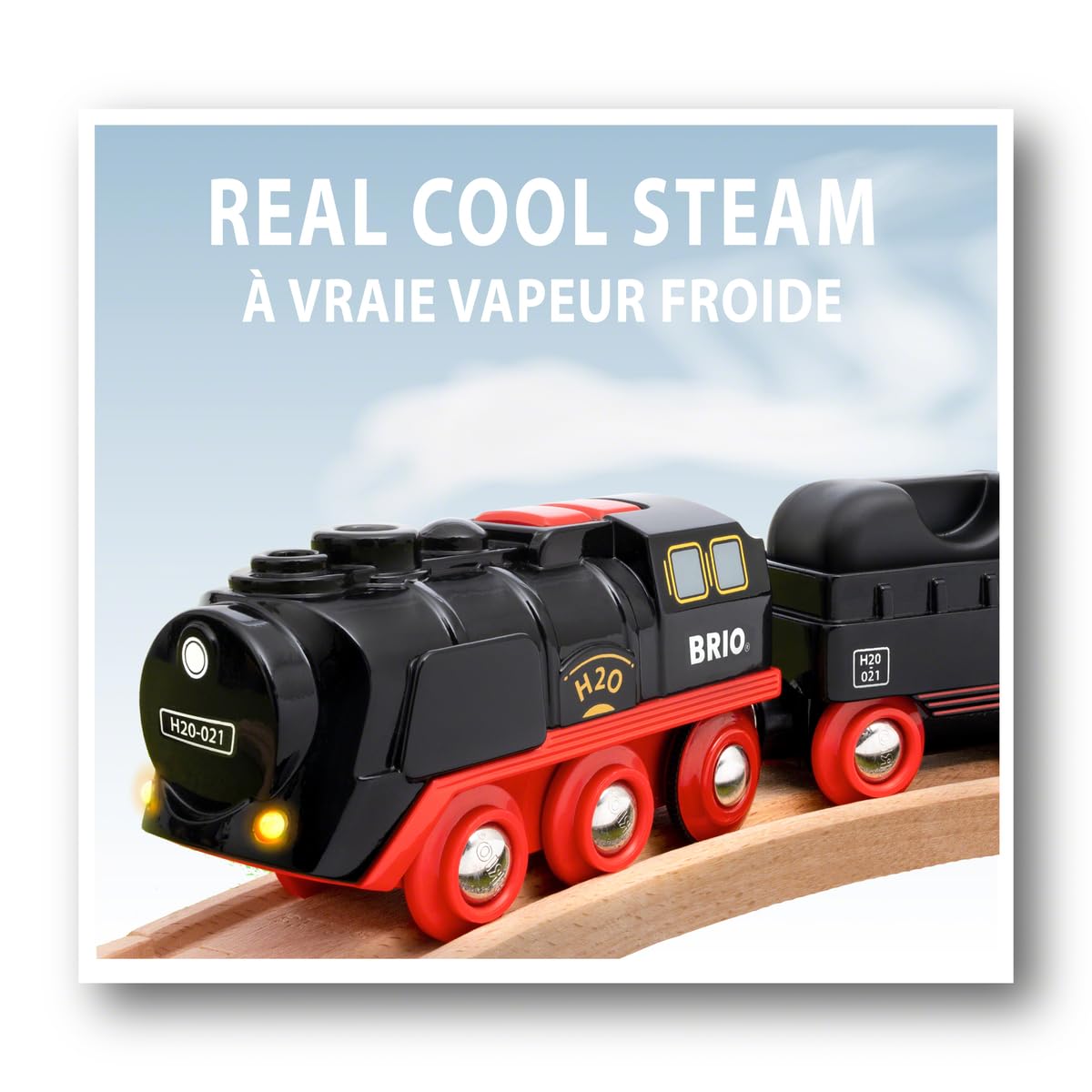 Brio World 33884 Battery-Operated Steaming Train - Press Action Button 3 Sec For Real Cool-To-Touch Steam | Enhances Motor Skill