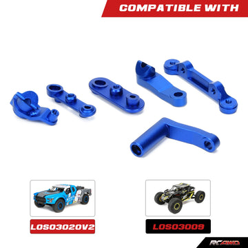 Rcawd Aluminum Steering Servo Set For 1/10 Losi Baja Rey, Losi Rock Rey Upgrades, Servo Mount Parts For # Los231008 Blue