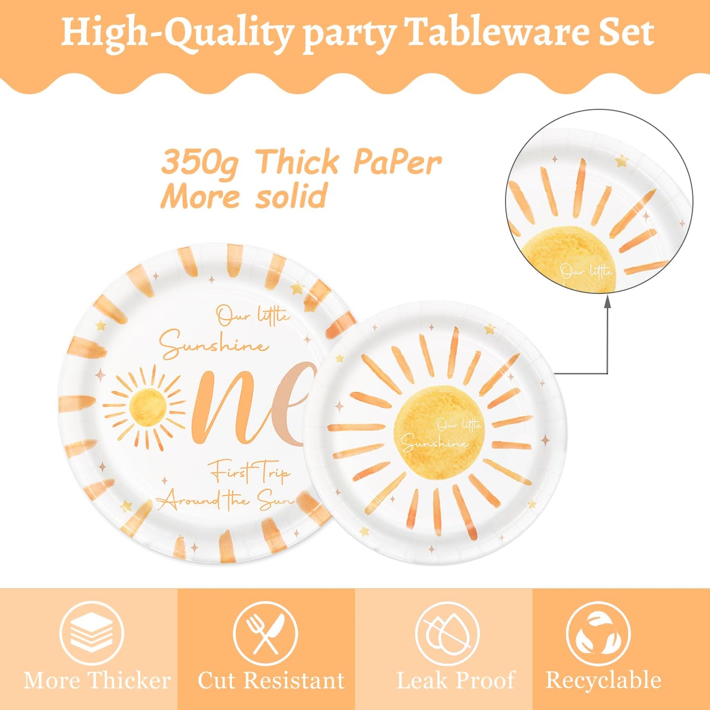 First Trip Around The Sun 1St Birthday Decorations Bohemian Hippie Sunshine Theme Party Tableware Includes Paper Plates Cups Nap