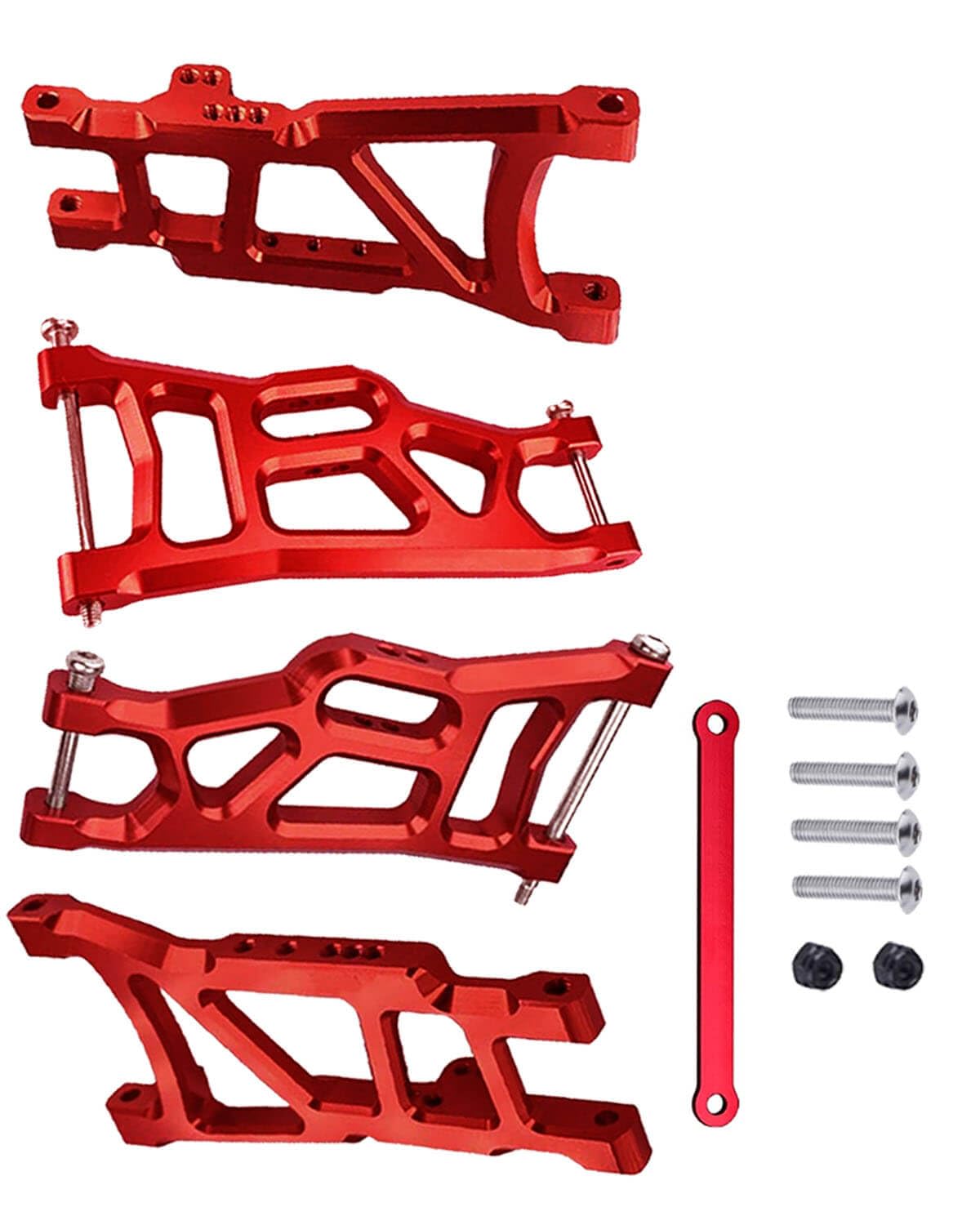 RCMYou RC Front Rear Suspension A-Arms Upgrades Part for 1/10 Rustler VXL/Stampede VXL 2WD,Alloy Arms Hop Ups w/Tie Bar,Replace
