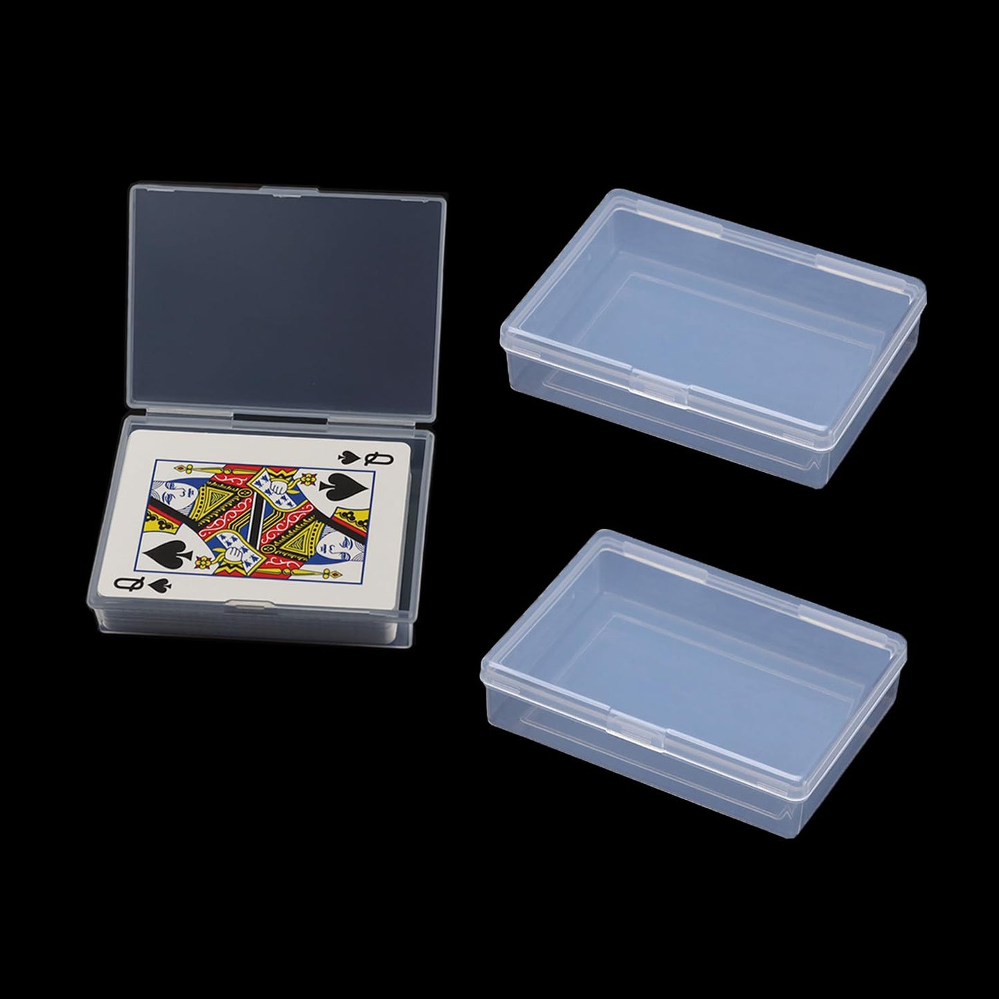 Playing Card Case 3Pcs Plastic Empty Playing Card Box Holder Storage Organizer Snaps Closed For Standard 3.5X2.5 Inch Poker Size Card, Internal Card Game Case Size Is 3.6X2.6X0.8 Inch(No Cards)
