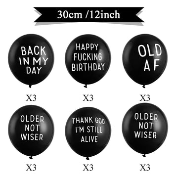Sunbeauty 18Pcs Abusive Balloons Funny Old Age Birthday Balloons Offensive Balloons Different Phrases For Men'S Birthday Decorat