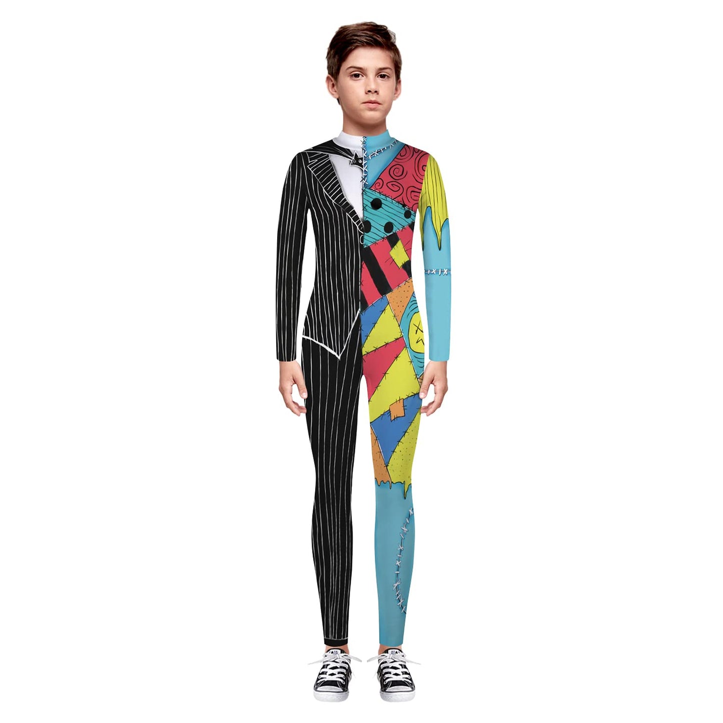 Remimi Halloween Bodysuit Funny Print Zip Up Back Long Sleeve Slim Fit Jumpsuit 9-10 Years