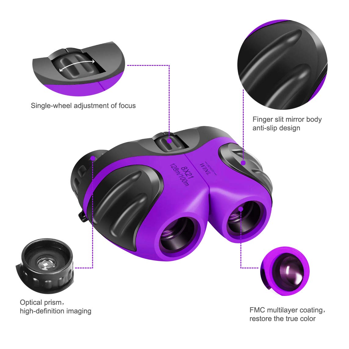 Vnvdflm Compact Binoculars For Kids Yard Toys,3-12 Year Old Girl, Best Gift For 4-10 Year Girls To Watching Birds, Toys For 3-12 Year Old Boys Exploring Nature(Purple)