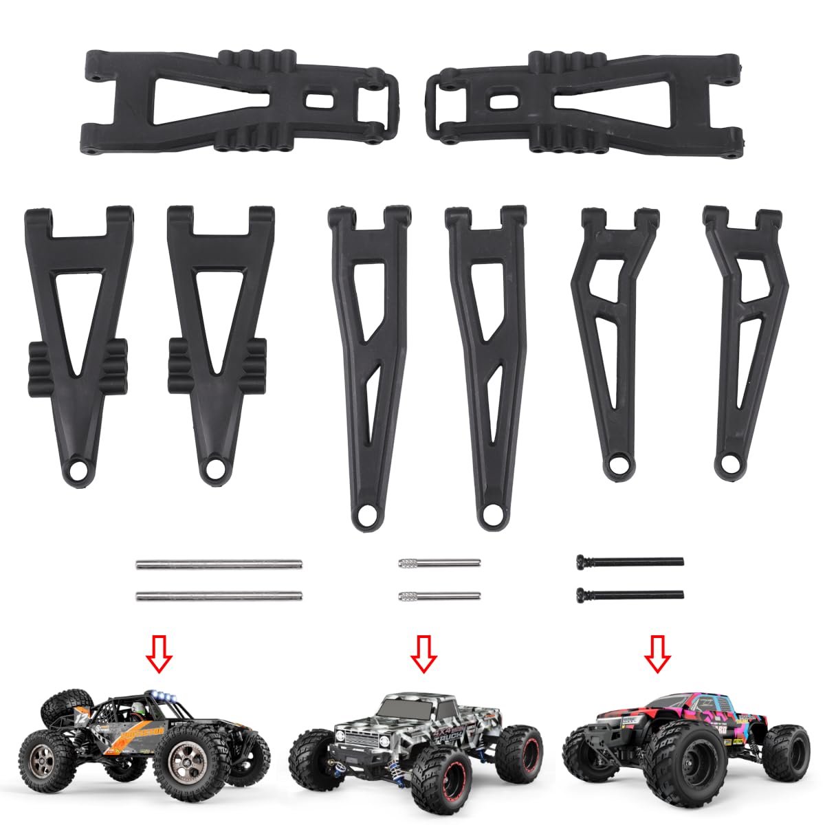 HAIBOXING RC Car Spare Parts Rear Upper/Lower Suspension Arms(Full Set) with Front&Rear Upper and Lower Suspension Arm Hinge Pin