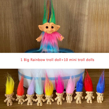 Yintlilocn-11Pack Vintage Troll Dolls,Lucky Dolls Chromatic Adorable For Collections, School Project,Arts And Crafts,Party Favors