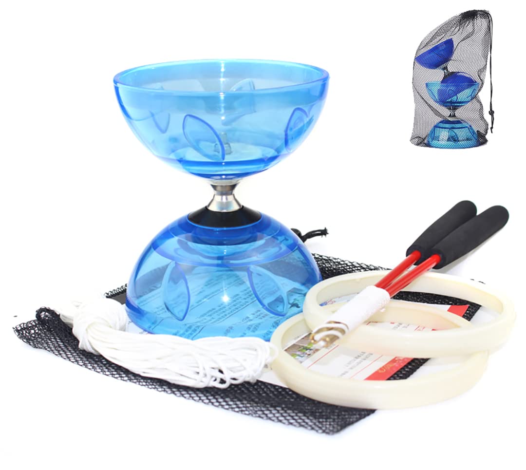 Diabolo Chinese Yoyo Set ,Triple Bearing Diabolo Chinese Yo-Yos Juggling Toys With Colorful Led Diabolo With Diablo Sticks, Diabolo String&Net Bag, Easier Start/ Faster/ Stable&Lasts Longer (Purple)