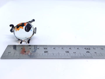 Sansukjai Pig Tiny Miniature Figurines Animals Hand Blown Glass Art Collectible Gift Decorate, V1 (Floral Metallic Orange)